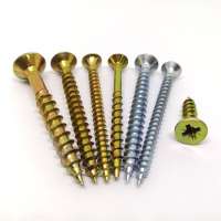 Yellow / white Zinc Countersunk Head DIN7505 Harden MDF furniture Chipboard Screw